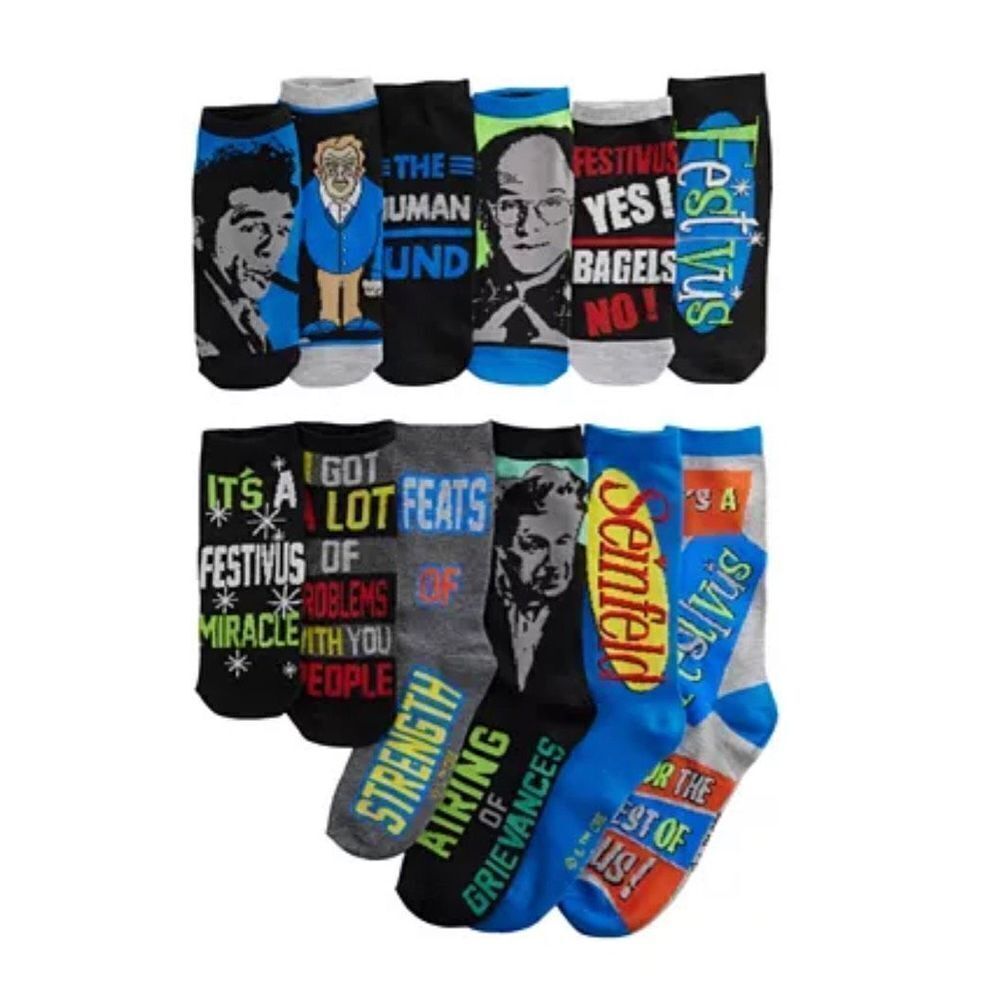 Seinfeld Character Tv Show 12 Days of Socks Crew Novelty‎ Socks NWB Men